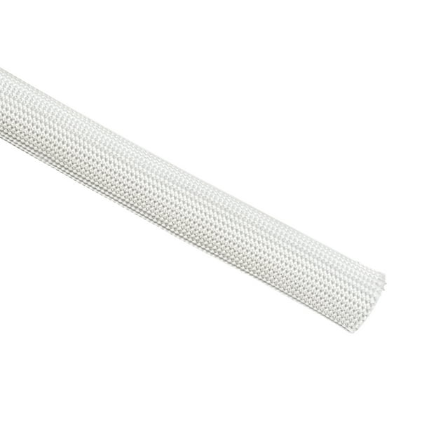 Uxcell 3.3Ft-12mm Alta TEMP Funda de Fibra de Vidrio Aislante Protectores de Cable Blanco