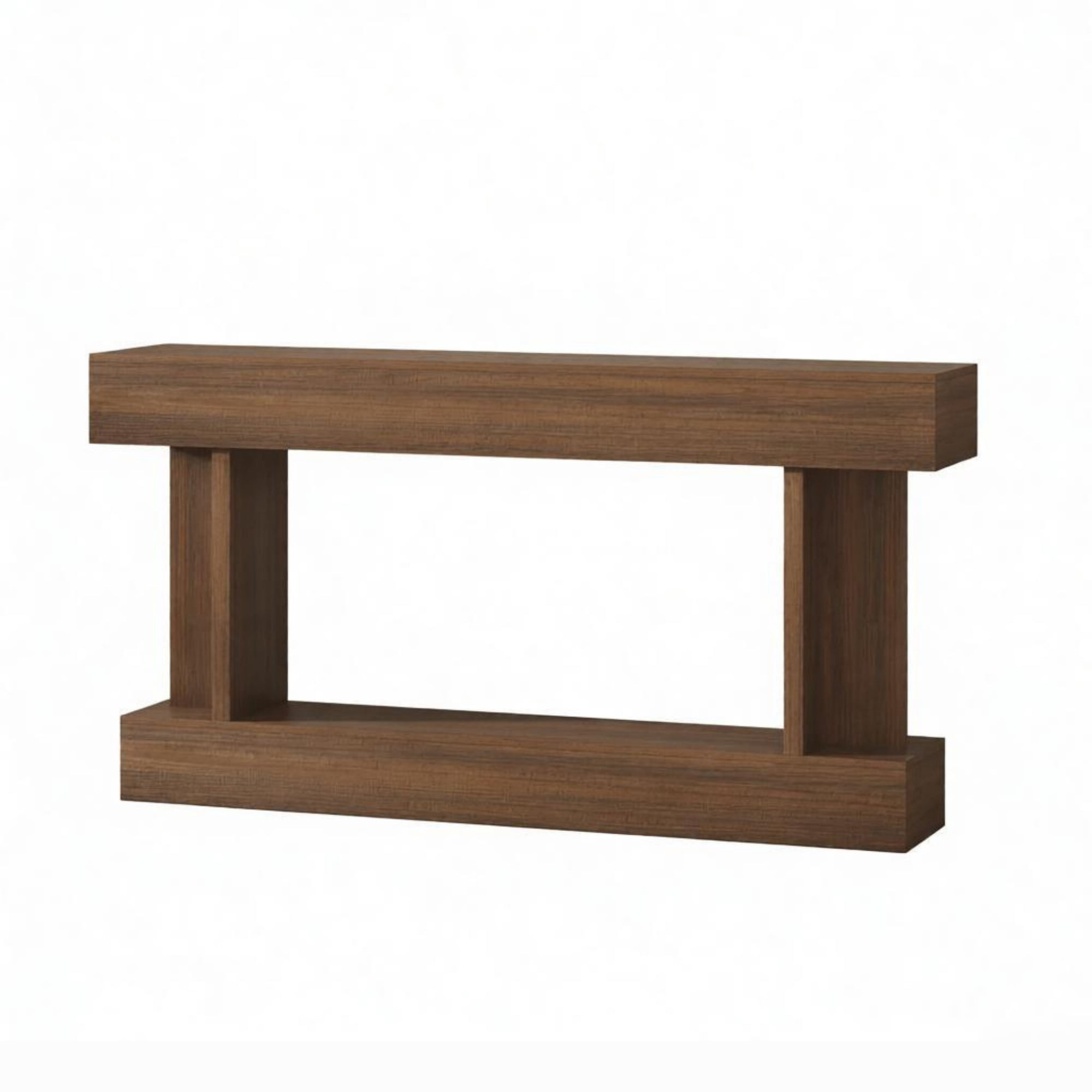 63" Long Console Table, Vintage Narrow Entryway Table with Storage Shelf for Living Room Hallway, Brown