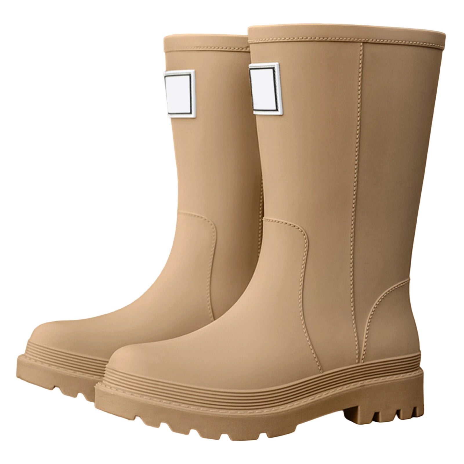 KANG Women's Mid Calf Rain Boots Slip Fashion Rubber Shoes With Thick Sole Rain Boots Collar Gardening Boots Ultra Lightweight Portable Garden Shoes