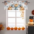 thumbnail image 6 of Harvest Pumpkin Valances for Windows, 42 x 18in, Fall Thanksgiving Orange Blue Leaf Wood Texture Rod Pocket Kitchen Valance Curtain Light Filtering Window Treatments for Living Room Bedroom, 1 Panel, 6 of 7