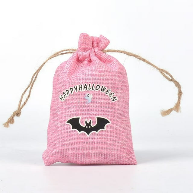 Huanglei Sacs à Cordon d'Halloween Pochette à Bonbons en Toile de Jute Colorée pour Rangement de Bijoux Fête