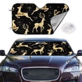 thumbnail image 2 of Haiem Christmas Gold Deers Car Windshield Sun Shade - Blocks UV Rays Sun Visor Protector, Sunshade to Keep Your Vehicle Cool, Universal Fit SUV Van Sedan-Medium, 2 of 7