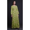 thumbnail image 3 of Bimba Moss Georgette Grandiflora Roses Floral Printed Womenâ€™s Long Sleeve Elastic Waist MaxiÂ&nbsp;DressÂ&nbsp;Gown-XSmall, 3 of 5