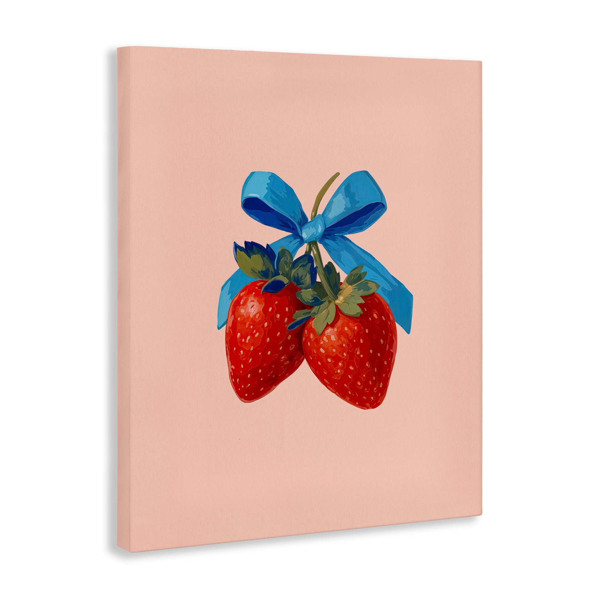 Stupell Industries Strawberry Pair with Blue Bow Canvas Wall Art, design by Imagine It Images