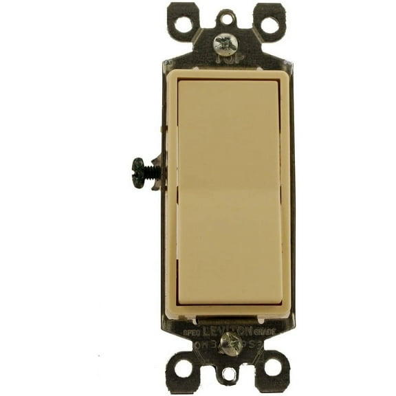 Leviton 5613-2A 15 Amp, 120/277 Volt, Decora Rocker Lighted Handle, Illuminated Off 3-Way AC Quiet Switch, Residential Grade, Grounding