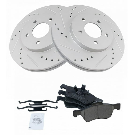 TRQ Front Performance Brake Pad & Rotor Kit Brake Pads Brake Rotors Set Ceramic Premium G-Coated Fits Select 2005-2012 Ford Escape 2005-2011 Mazda Tribute 2005-2010 Mercury Mariner