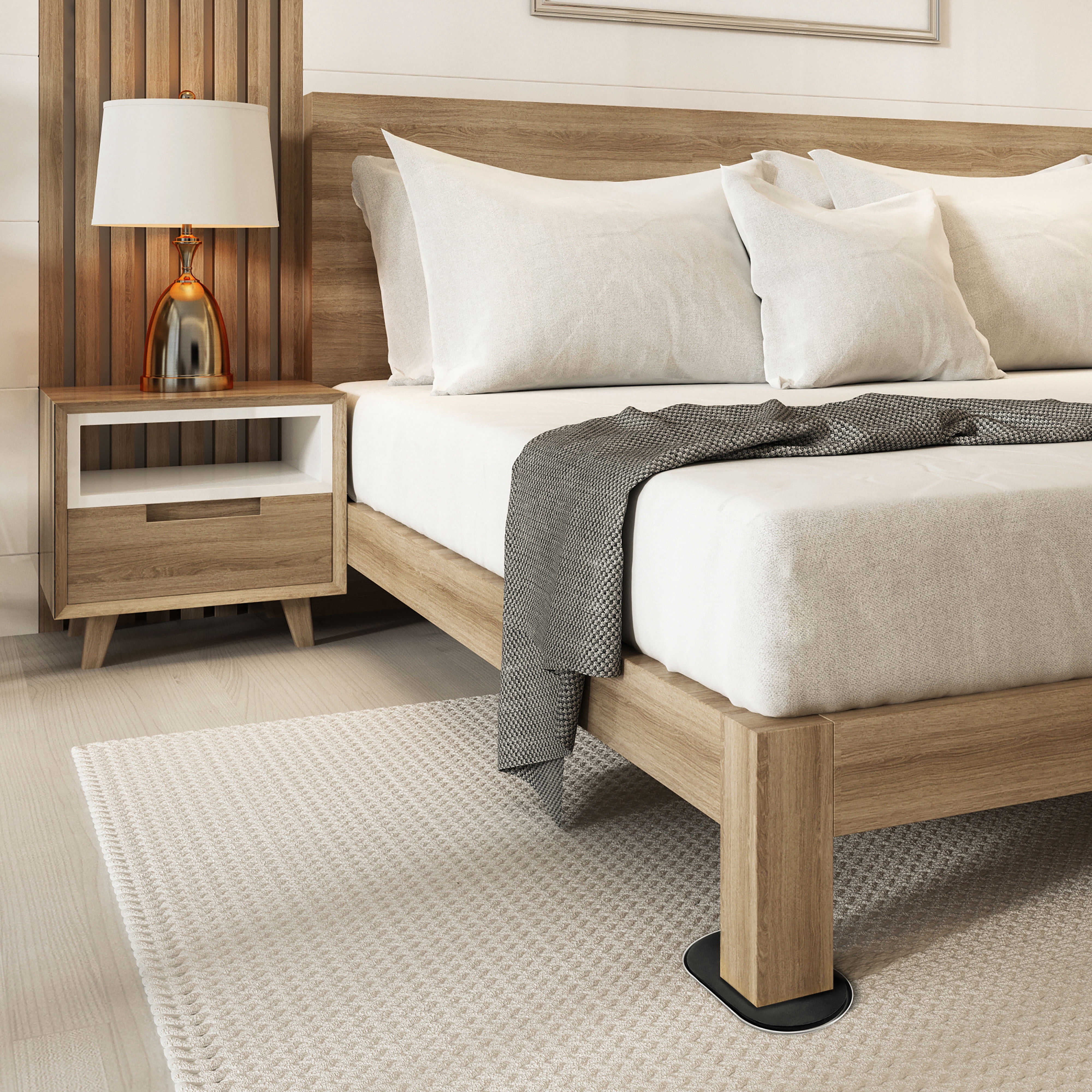Super Sliders 3-1/2" x 6" Oval Furniture – 4 Pack, Smooth Plastic Sliders for Carpeted Surfaces (Beige)