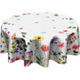 thumbnail image 1 of Spring Flowers Tablecloth Butterfly Floral Round Tablecloth 60 Inch Summer/Spring Table Cloth for Farmhouse Kitchen Decor Polyester Fabric Spring Table Cover for Holiday Party Outdoor Camping, 1 of 6