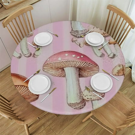 

Autua Mushroom Theme Round Tablecloth Stain-Resistant 100% Polyester Waterproof Fabric for Indoor and Outdoor Dining Restaurants Parties Weddings - Full Width Single-Sided Printing 54 -58