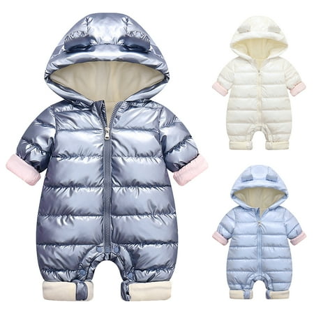 

Actoyo Baby Boy Girl Winter Metallic Coat Warm Ear Hooded Romper Jumpsuit Overcoat Fleece Puffer