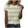 thumbnail image 1 of TSADFHJI Hauts pour Femmes Manches Longues Classique Polyvalent Quotidien Manches Courtes Uni Rayé Léopard Camouflage Color Block T-Shirt Col Rond Décontracté L Vert, 1 of 5