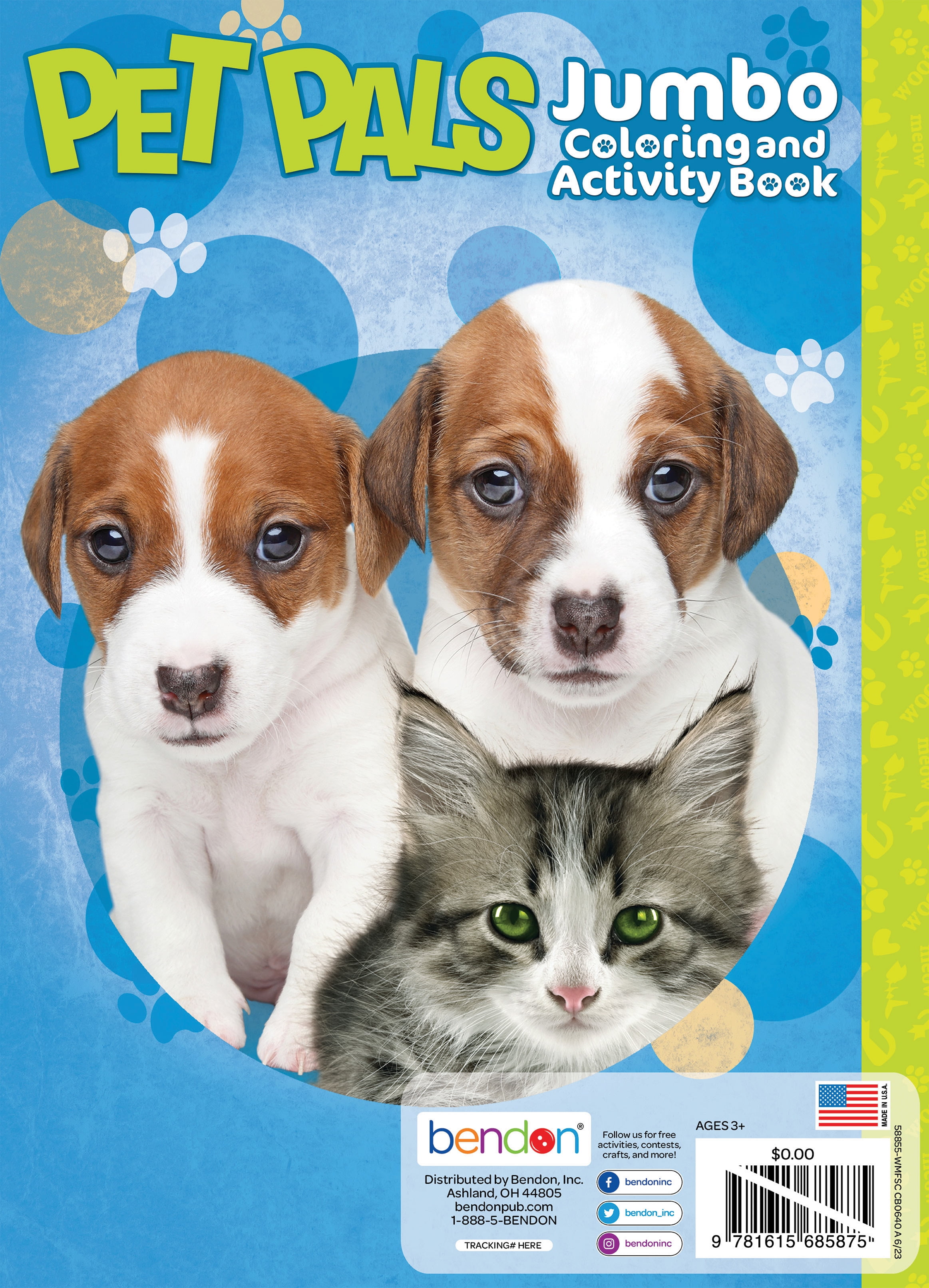 Bendon Pet Pals Jumbo Coloring Book, 64 Pages