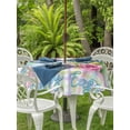 thumbnail image 2 of Outdoor Tablecloth with Umbrella Hole and Zipper, Easter Round Table Cloth 54 Inch Waterproof Tablecloth, Spring Colorful Bunny Eggs Flowers Polka Dot Plaid Picnic Table Cover for Patio Camping, 2 of 7