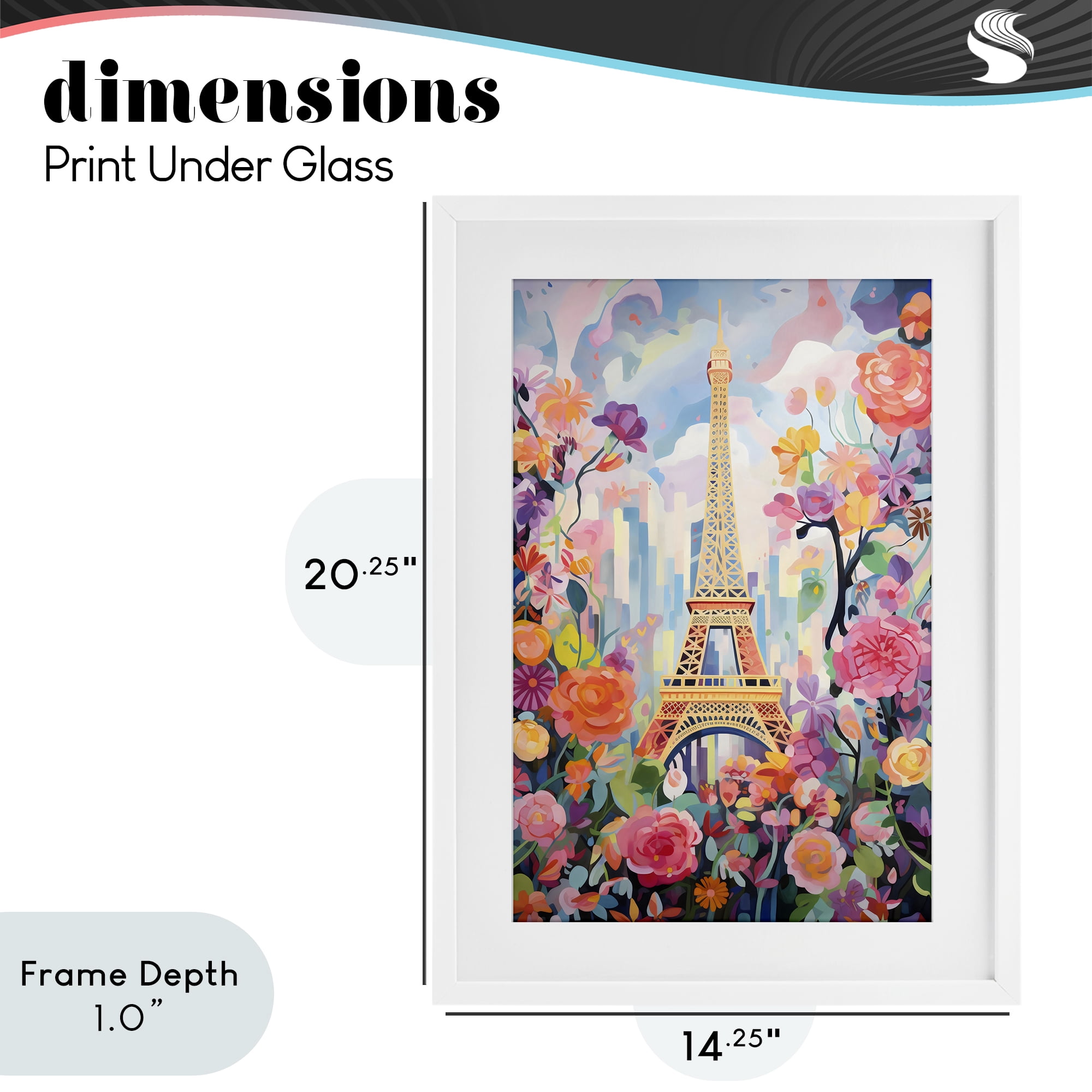 Stupell Industries Eiffel Tower Surrounded By Florals White Framed Print Under Glass, design by Creative Studio
