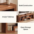 thumbnail image 6 of Finmind 63-inch TV Console Stand for 55/60/65/75-inch TVs, Farmhouse Entertainment Center with Open Storage Shelves, Walnut, 6 of 12