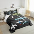 thumbnail image 6 of Airplane Comforter Set Vintage Aircraft Bedding Set Twin,Fighter Plane Silhouette Quilt Airliner Aeroplane Duvet Insert Military Transport Themed Room Decor,Grey, 6 of 6