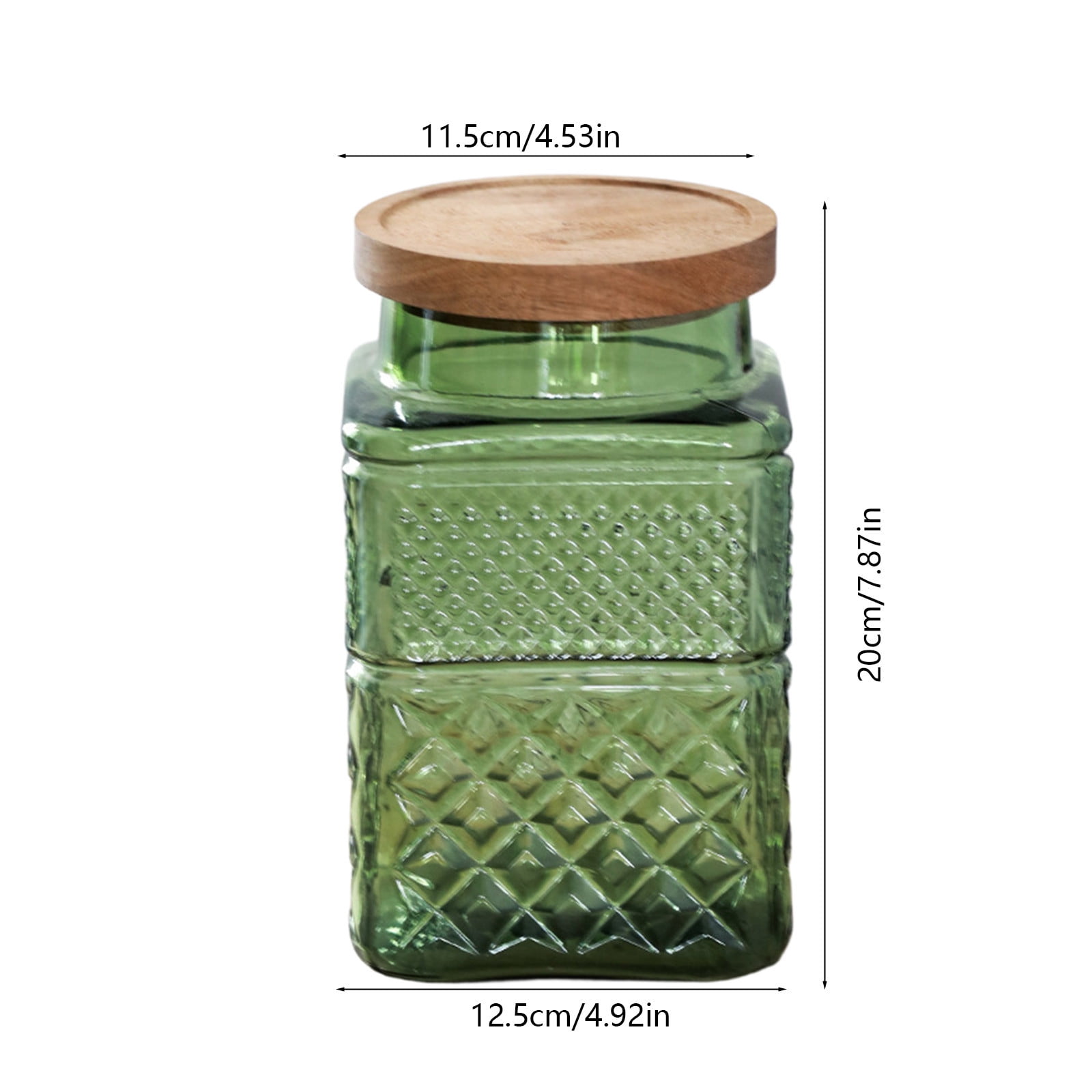 Relief Colored Glass Sealed Jar Kitchen Storage Container – High Borosilicate Food Grade Glass, Airtight Lid, 12.5x11.5x20 cm, Assorted Colors