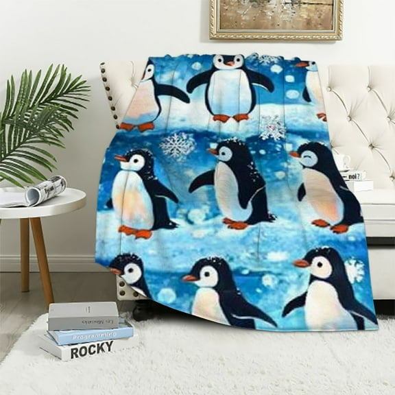 BCIIG Cute Penguin Blanket Soft Warm Cozy Flannel Throw Blankets for Kids Adults Baby Bedding Gifts 40x50in