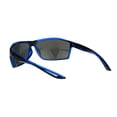 thumbnail image 4 of Mens Xloop Sport Rectangular Warp Large Plastic Sunglasses Black Blue Blue Mirror, 4 of 4