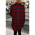 thumbnail image 4 of Womens Flannel Plaid Shirts Roll Up Long Sleeve Pockets Mid-Long Casual Boyfriend Shirts, 4 of 6