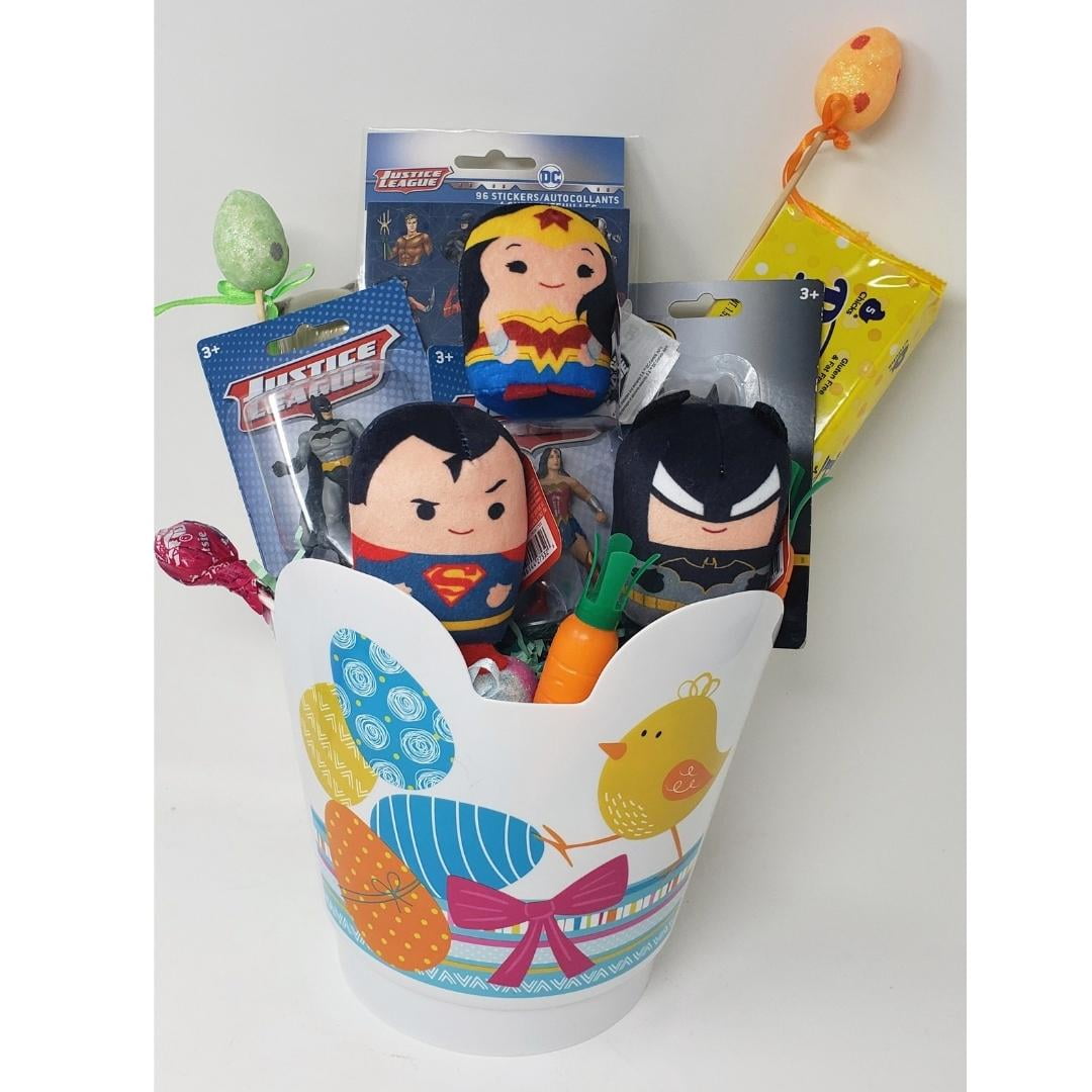DC Comics BATMAN Christmas Candy GIFT BASKET Hero Toy Figure Storage Bin Bucket 