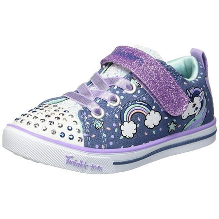 unicorn skechers sparkle sneaker denim lavender craze lite shoes kid medium walmart