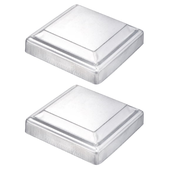 Uxcell 2 Pack Fence Post Cap Fit 4" x 4" OD Pipe, Galvanized Steel Deck Post Cover Square Decking Caps for Mailbox Outdoor Chain Link Wood/Metal Fence Deck Railing, Silver