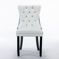 thumbnail image 3 of Modern High-end Tufted Dining Chair Set of 2, PU Leather Dining Room Chair with Solid Wood Legs and Chrome Nailhead Trim Backrest, Counter Chair for Kitchen, Bedroom, White, 3 of 9