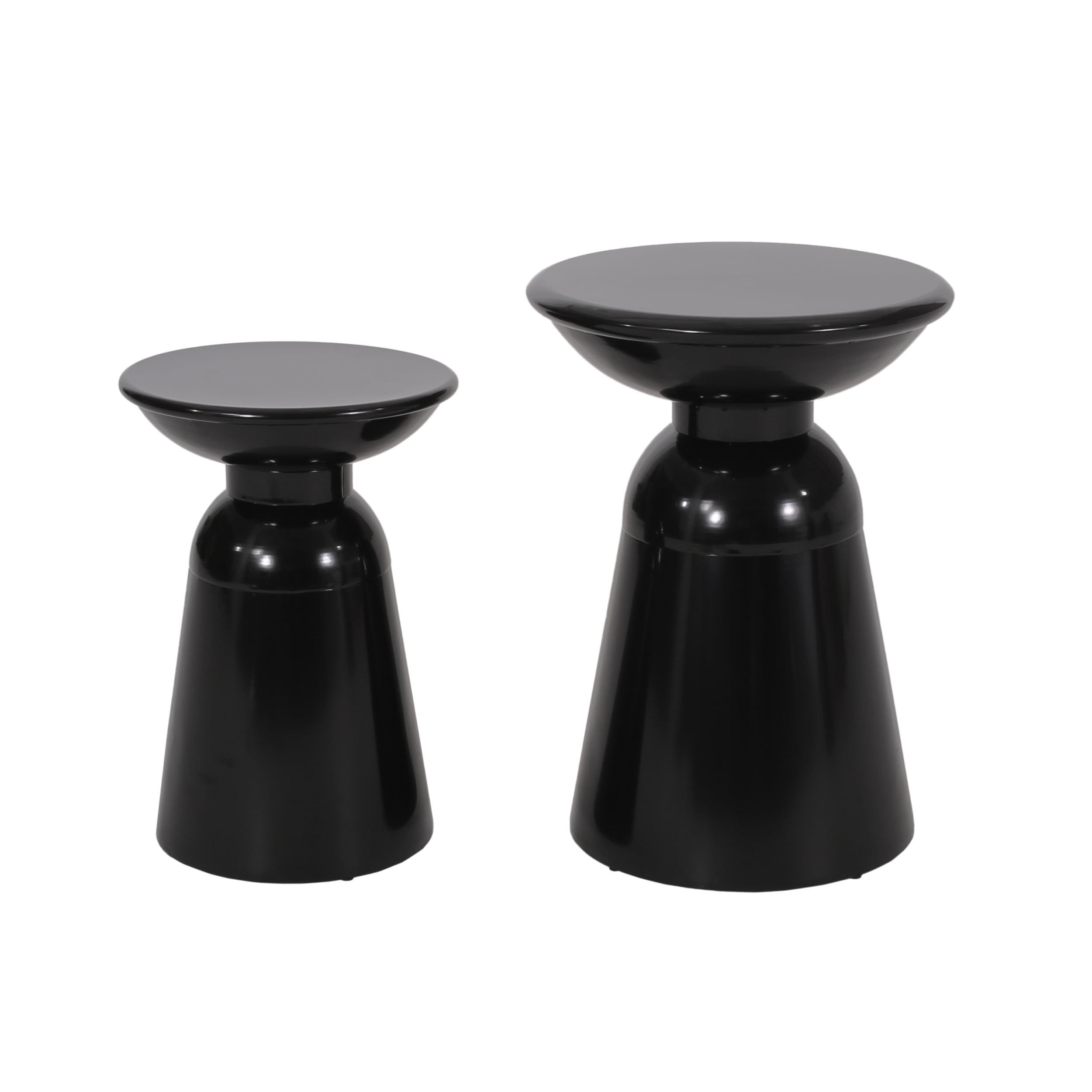 GDF Studio Soto Outdoor Metal Side Tables, Set of 2, Black