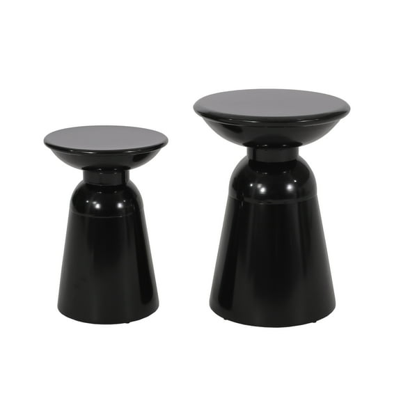 GDF Studio Soto Outdoor Metal Side Tables, Set of 2, Black
