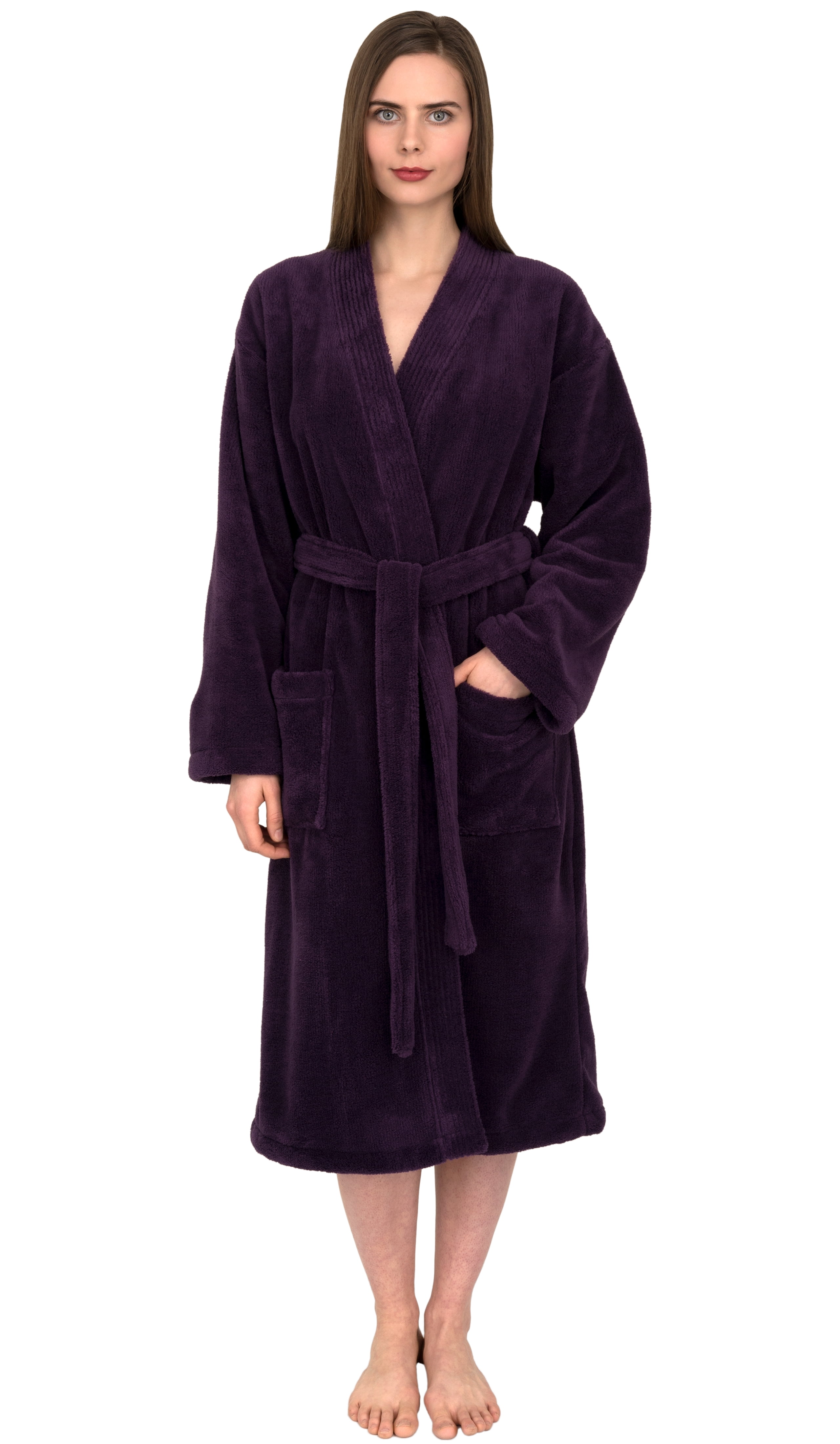 TowelSelections Women's Soft Plush Robe Fleece Kimono Spa Bathrobe