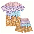 thumbnail image 4 of MEZZALL Boys Summer Outfit Sets Ice Cream Print O-Neck Short Sleeve Tops And Shorts Two Piece Fashion Casual Matching Relaxed Fit Clothes Sets, 4 of 4