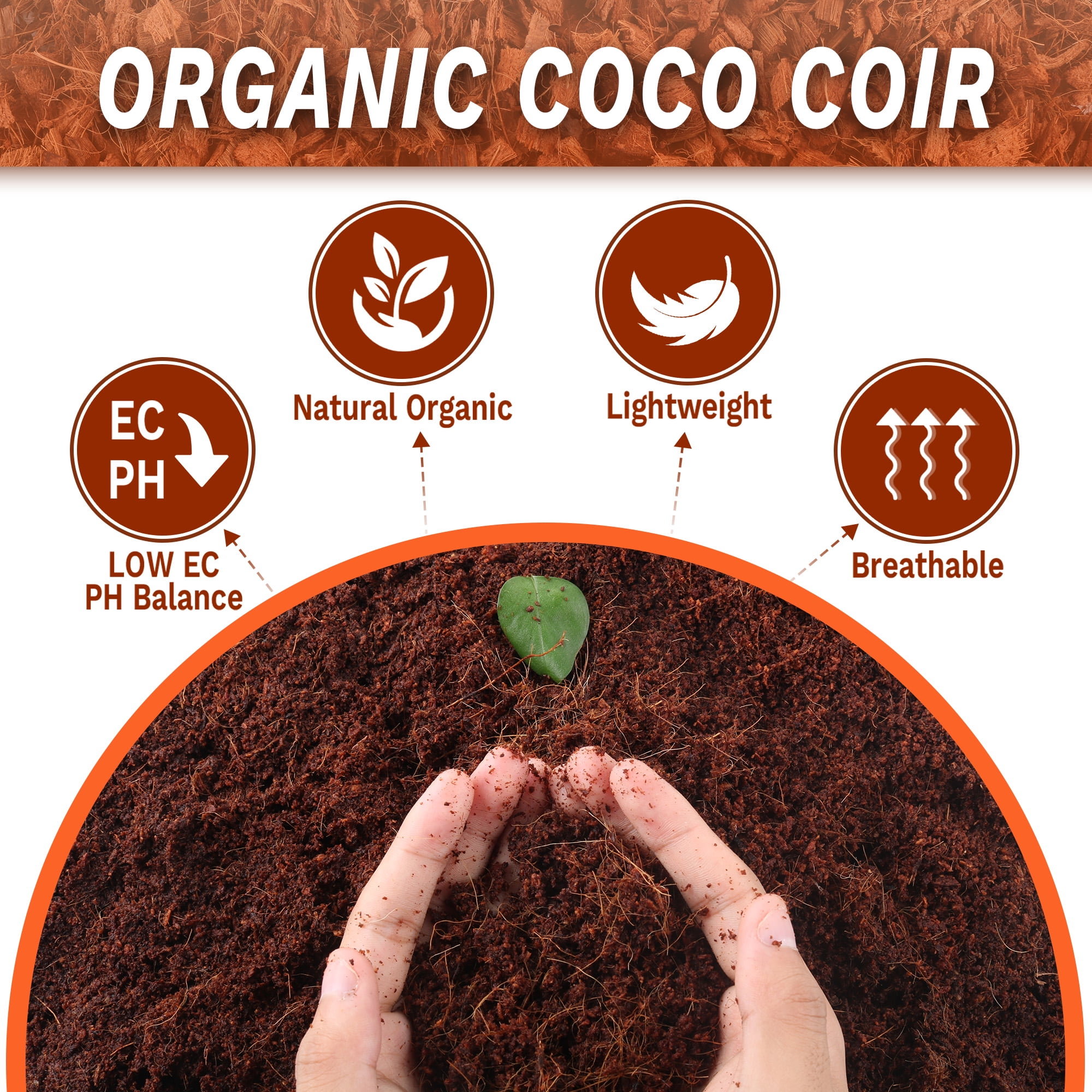 Avalution 10lbs Big Coco Coir Brick for Plants, 100% Natural Organic Compressed Coconut Coir Fiber with Low EC & PH Balance, High Nutrition Coconut Soil Coco Fiber for Planting, Herbs