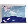 thumbnail image 1 of Fuji Pillow Sham, The Abstract Scene of Snow Capped Mountain with Cherry Blossoms, Decorative Standard King Size Printed Pillowcase, 36" X 20", Dark Lavender and Multicolor, by Ambesonne, 1 of 2