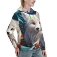 thumbnail image 2 of Yiaed White Wolf With Flowers Print Womens Casual Hoodies Crew Neck Long Sleeve Sweatshirts With Pocket Pullover Tops Women's Hooded Sweatshirt-Large, 2 of 5