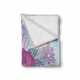 thumbnail image 2 of Indie Soft Flannel Fleece Throw Blanket, Psychedelic Mandala Inspired Round Rose 80s 90s Retro Vintage Vibrant, Cozy Plush for Indoor and Outdoor Use, 50" x 70", Pale Blue Lavender, by Ambesonne, 2 of 6