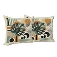 thumbnail image 4 of Ambesonne Monstera Throw Pillow Cover Pack of 2, Mid Century Boho Abstract, 2 Pcs-26"x16", Evergreen Sepia Dusk, 4 of 5