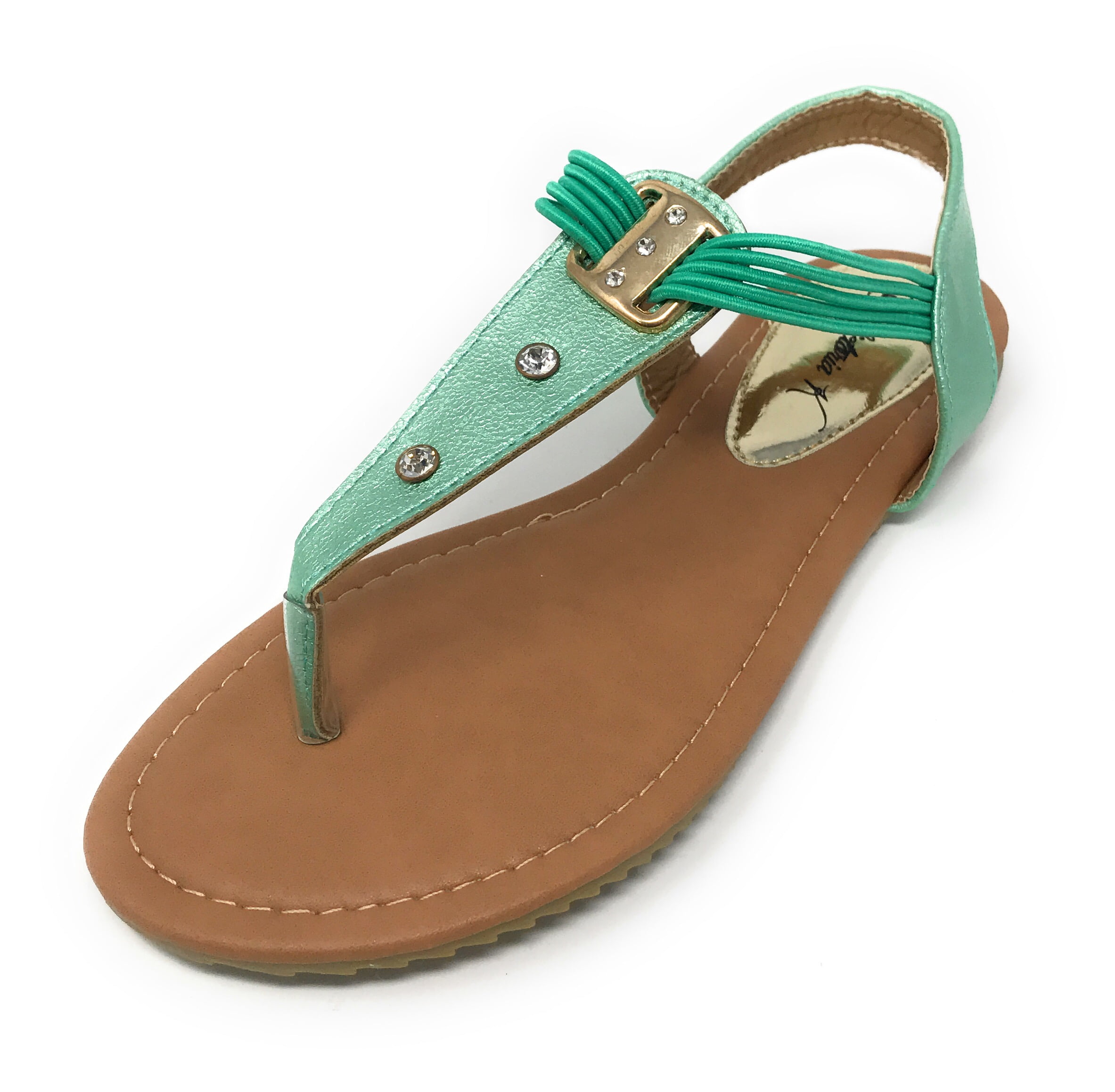 Victoria K Women's Rhinestone Elastic Straps Sandals