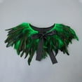 thumbnail image 4 of Honeeladyy Mardi Gras Feather Cape Collar for Women, Black Shoulder Shawl Cloak with Ribbon Tie, Christmas Party Costume Wedding Accessory, Green, 4 of 6