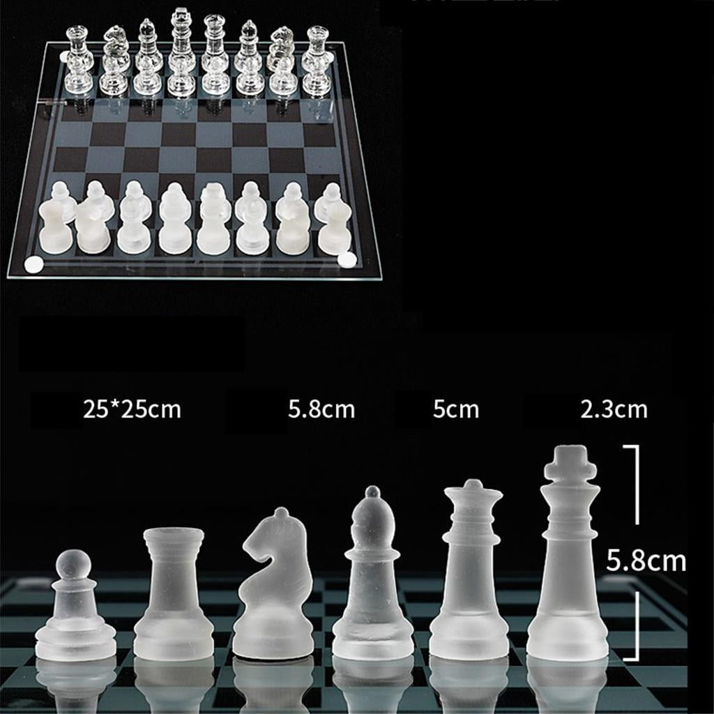 Glass Chess Set Pieces and Games Frosted Clear Toys - Walmart.com