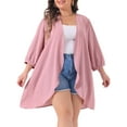 thumbnail image 2 of DARING DIVA Plus Size 3/4 Sleeve Swiss Dots Cover Up Cardigan 2X Pink, 2 of 6