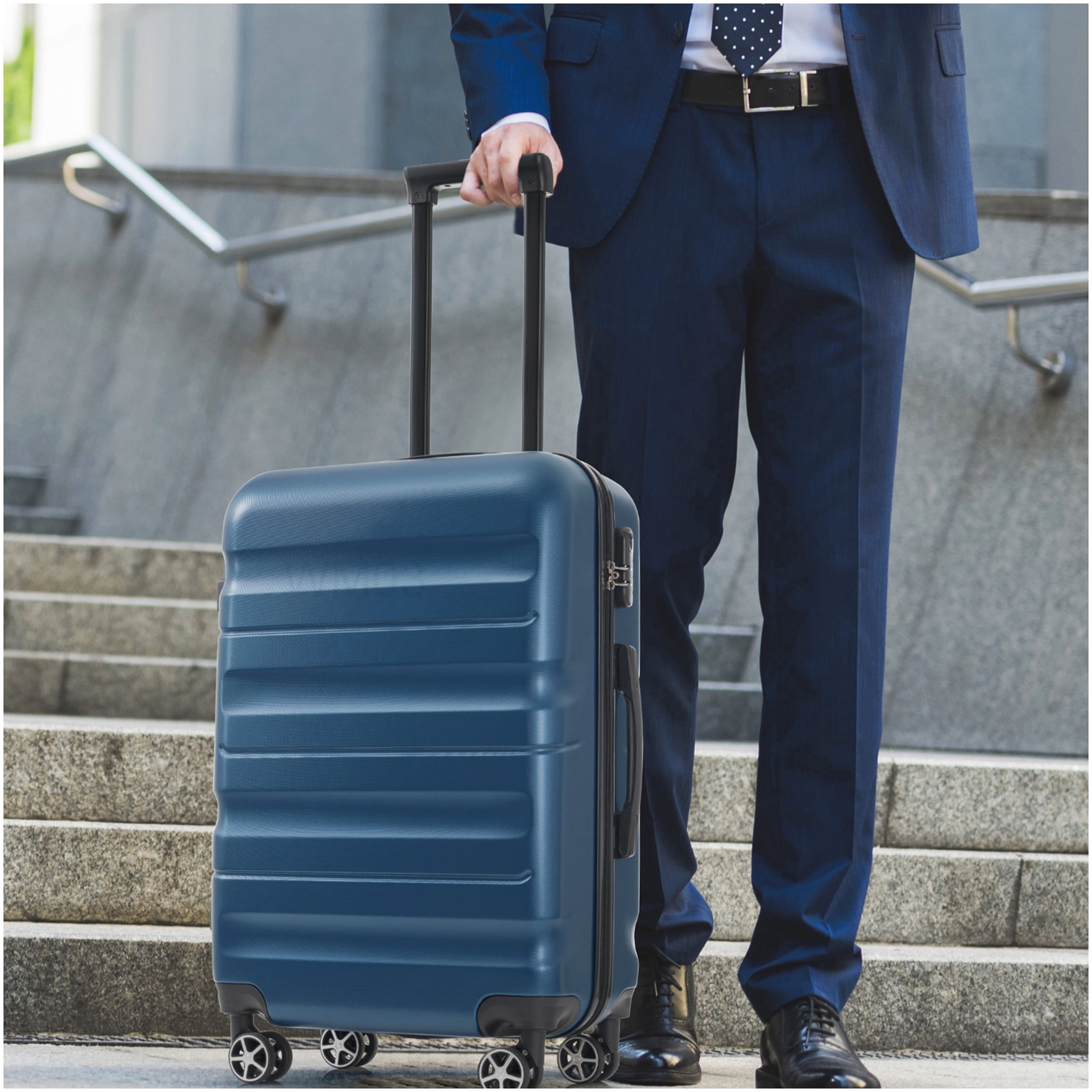 Lightweight ABS Hardshell Suitcase with 360° Spinner Wheels, 24-Inch Checked Luggage & Packing Organizers