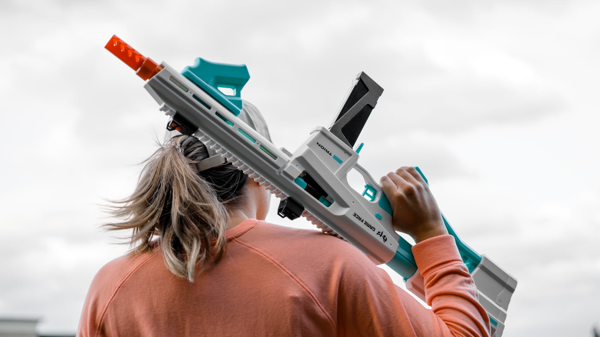 Game Face Trion Competition Foam Dart Blaster, up to 200 FPS, 15 Darts, Ages 14+, Blue