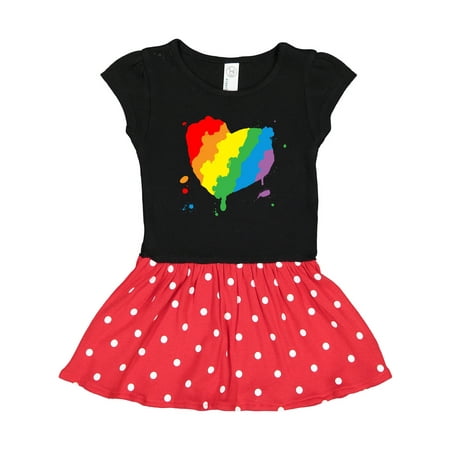 

Inktastic Pride Heart Finger Paint Splatter Design Gift Toddler Girl Dress