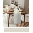 thumbnail image 3 of ERUNPONLY Sage Green Striped Table Runner - 120 Inch Long Rustic Green Stripe Modern Art Beige Cotton Linen Blended Dress Scarves Farmhouse Table Runner for Kitchen Dining, Coffee Table, 13"x120", 3 of 8