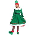 thumbnail image 5 of vastwit Womens Christmas Elf Dress Velvet Dress with Elf Hat Belt Striped Stockings Shoes Green L, 5 of 6
