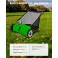 thumbnail image 7 of Push Lawn Sweeper 26" – 4 Spinning Brushes, Adjustable Height, 7 Cu.ft Bag, Steel Frame – Manual Yard Grass Leaf Collector for Lawns Gardens, 7 of 7