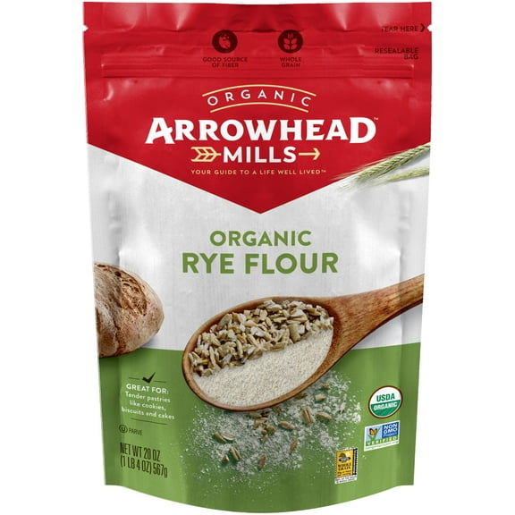 Arrowhead Mills Organic Rye Flour, 20 Ounce (Pack of 3),  USDA Organic, Non-GMO