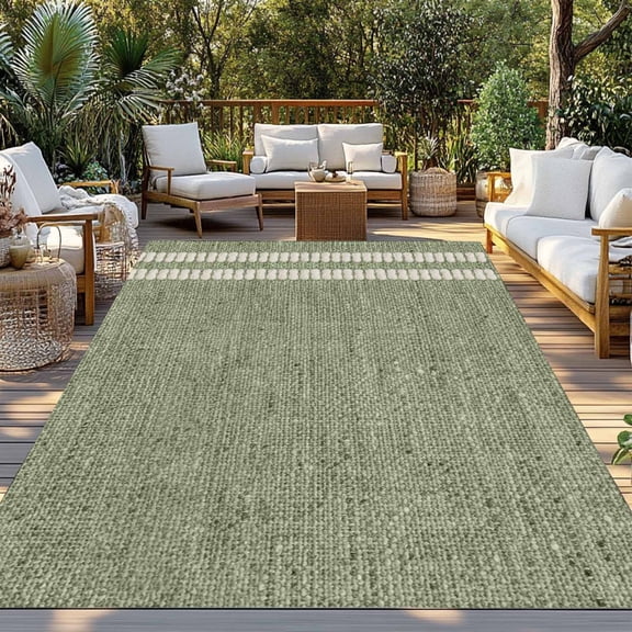 Sage Green Indoor Outdoor Rugs 4x6 Ft, Oatmeal Beige Green Woven Fabric Texture Rustic Farmhouse Outdoor Patio Rugs Mat Washable Outside Area Rugs Carpet for Porch Deck RV Camping Pool Balcony