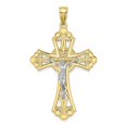 thumbnail image 1 of Solid 10k Yellow Gold Two Toned Cut-Out Cross Crucifix Charm Pendant, 1 of 5